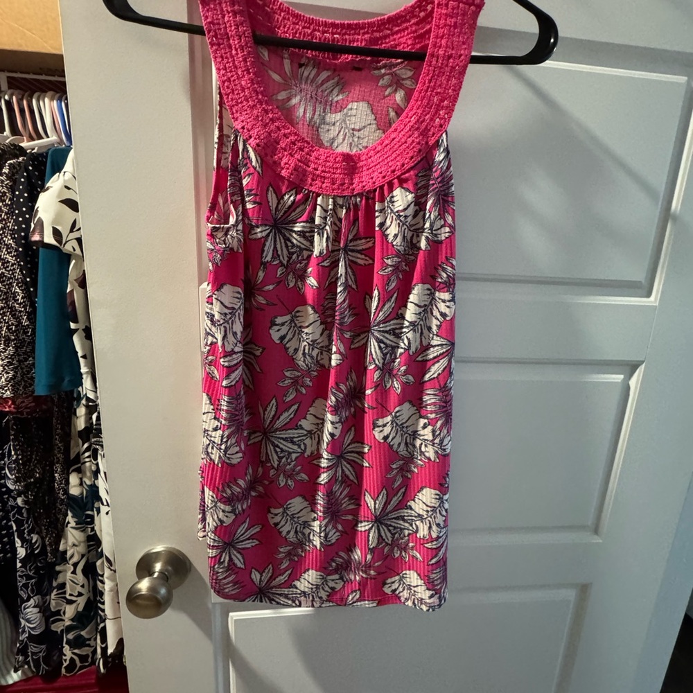 Pink Floral Sleeveless Top